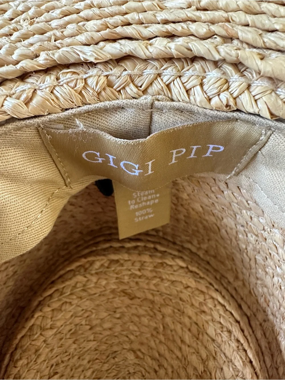 New NWOT Gigi Pip 100% Straw Hat 55 XS Classic